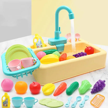 Kitchen Toy Plastic Dish Wash Sink Set Children Simulation Pretend Role Play Housework Kit Early Educational Toys for Children