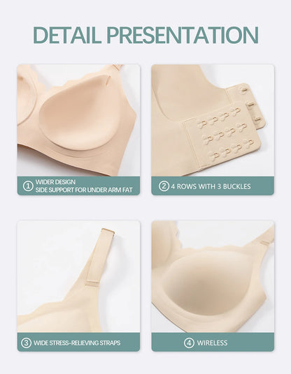 Comfortable Seamless Full Coverage Bra For Women Plus Size Wireless Bras Hide Back Fat T-Shirt Bra Push Up Everyday Bra.