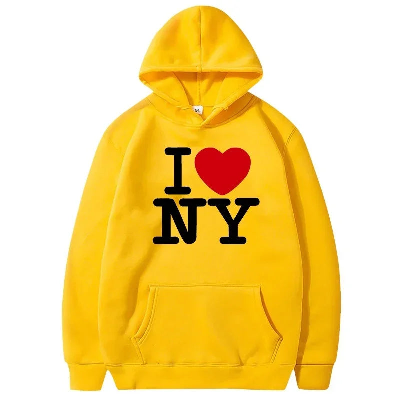 I Love New York Pritned Hoodies Women's Fashion Casual Hooded Pullover Street Hip Hop Clothing.