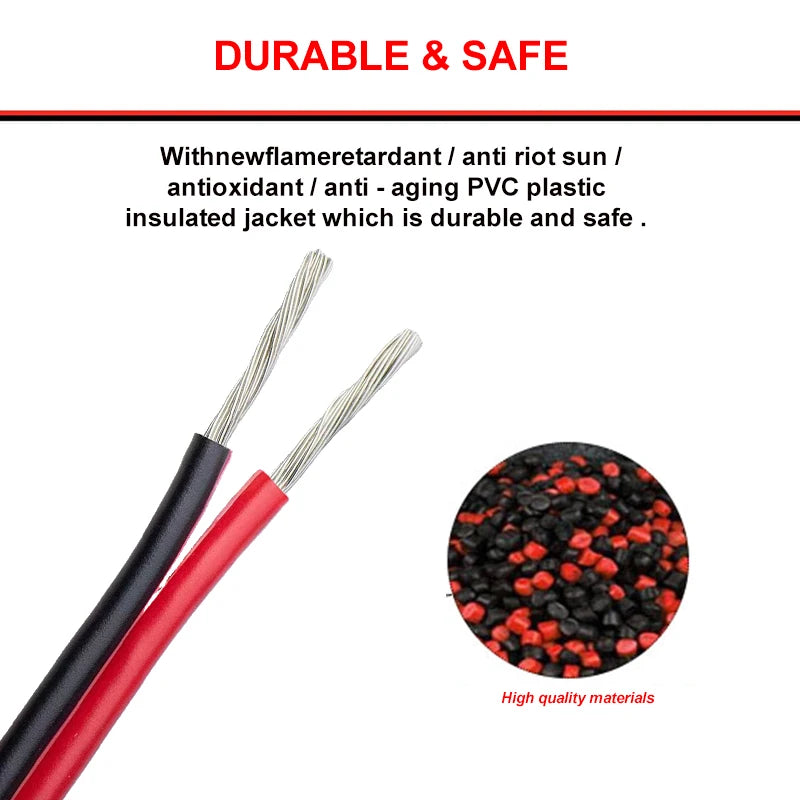 2-pin red and black PVC or silicone extension cable 28awg 26awg 24awg 22awg 20awg 18awg 16awg Tinned copper domestic wire.