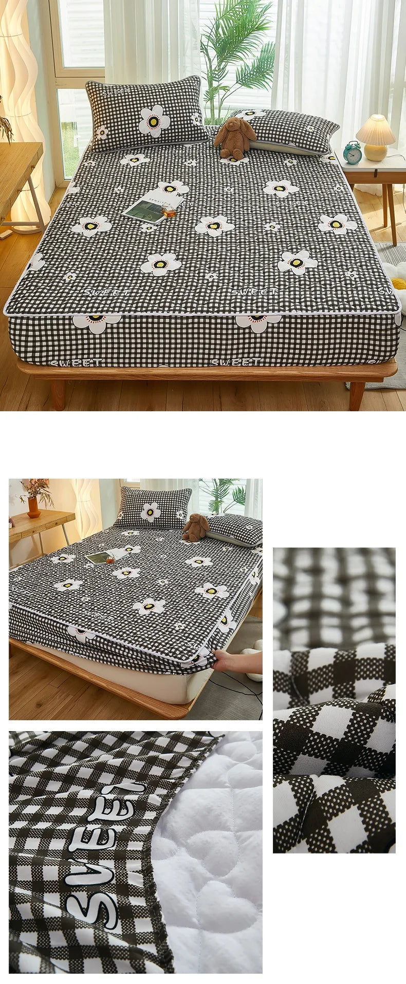 Printed Bedspread Bed 90/120/150/180cm Cover Thicken Bed Linen Sheets fundas de colchón Non-slip Mattress Covers (No Pillowcase).