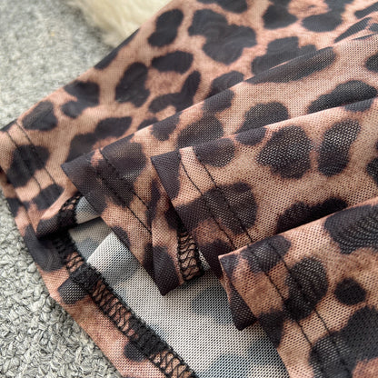 SINGREINY Sexy Party Langes Kleid Spaghettiträger Korsett Schlanke Spitze Patchwork Geraffte Mesh Rückenfrei 2025, Leopardenmuster Maxi-Sommerkleid.