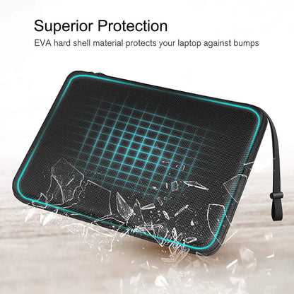 13 14 15.6 inch Laptop Sleeve Bag Shockproof Computer Bag Waterproof EVA Protective Carrying Case Black with Straps.