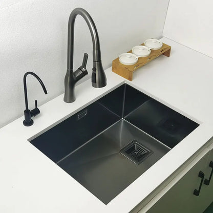 Nano mattschwarzes Küchenspülbecken über der Theke oder Udermount-Spülbecken, Gemüsewaschbecken, Einzelwaschbecken aus Edelstahl für die Küche