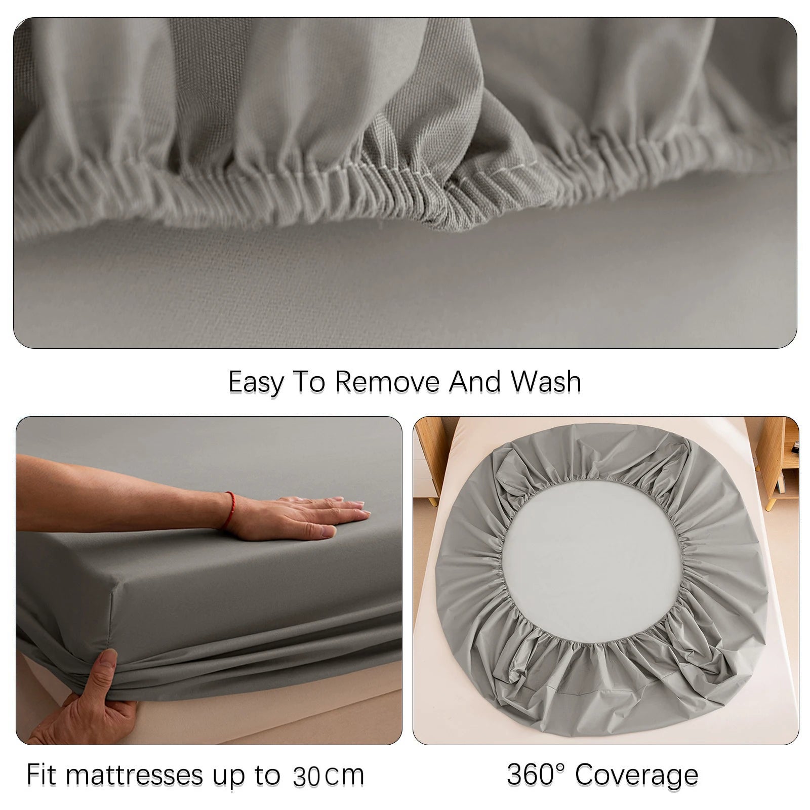 Safe Waterproof Mattress Cover Soft Comfortable Breathable Bed Cover With Elastic Band Fit Machine Washable Single Double Size.