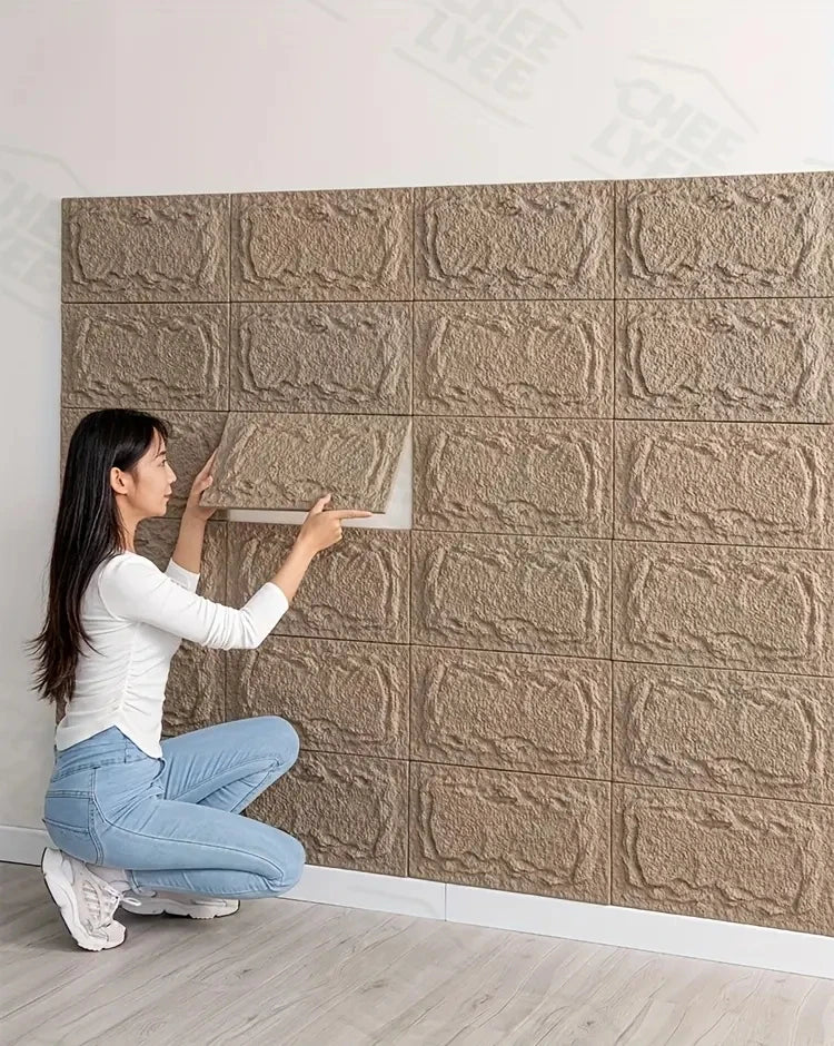 PU stone wall panel, 10 mm, realistic brick pattern, anti-mould and moisture-proof, waterproof and washable, suitable for/outdoo