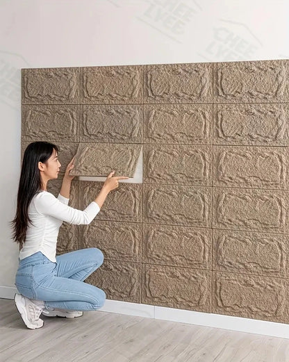 PU stone wall panel, 10 mm, realistic brick pattern, anti-mould and moisture-proof, waterproof and washable, suitable for/outdoo
