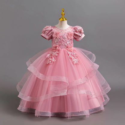 Neues Blumenmädchen-Hochzeitskleid Mädchen-Partykleider, elegantes Mädchen-Walking-Show-Abendkleid für 4–12 Jahre alte Kinderkleidung.