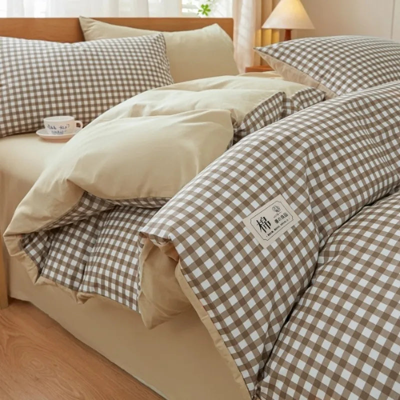 2025 new solid color matching pure cotton quilt cover bed four-piece set student dormitory 3-piece set available in all seasons