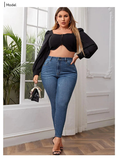 Plus Size Skinny Jeans For Women High Waist Stretch Denim Trousers Mom Jeans Pencil Pants Casual Comfort Trousers Oversize.