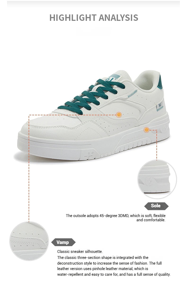 361 Degrees Men's Board Shoes Spring New Casual Versatile Thick Soled Leather Comfortable Trendy Durable Male Sneaker 672516615