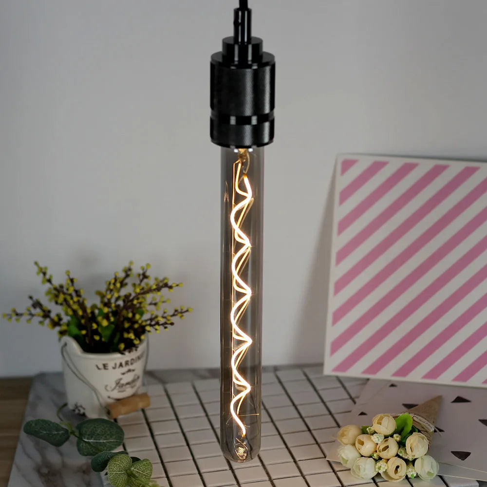 TIANFAN Led Bulbs Vintage Light Bulb ST64 G80 G95 Long Tube Edison Bulb 4W Dimmable 220/240V E27 Smoke Glass 2700K Warm White.
