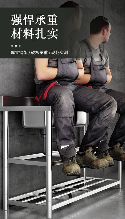 Free Standing Whole Body 100% Stainless Steel 304 Vegetables Wash Basin Kitchen Sink Pool with Bracket and Board