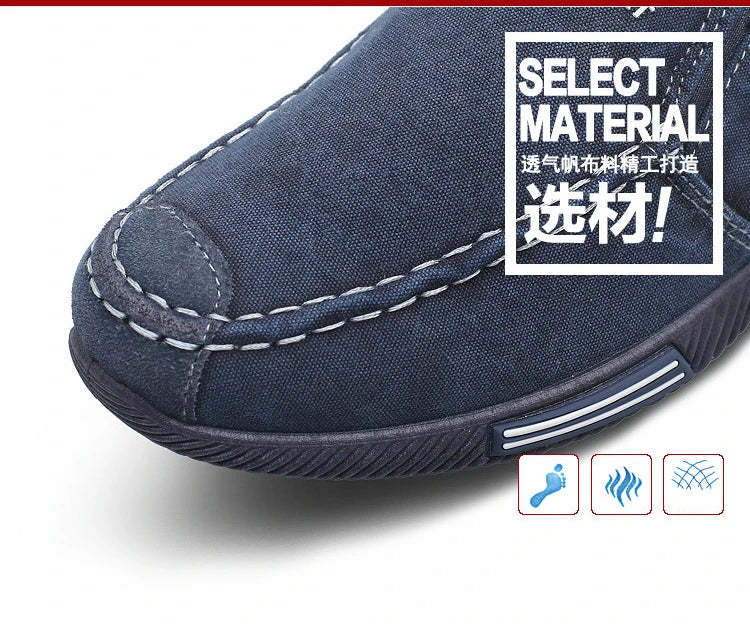 Denim Men's Canvas Shoes Slip on Sneakers Male for Summer 2025 New Outdoor Driving Moccasin Trendy Vintage Loafers Shoes for Men.