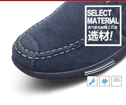 Denim Men's Canvas Shoes Slip on Sneakers Male for Summer 2025 New Outdoor Driving Moccasin Trendy Vintage Loafers Shoes for Men.