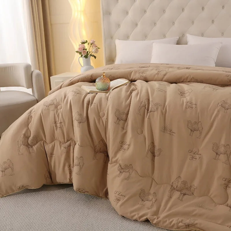 2025 new thickened polished camel hair quilt winter quilt student spring and autumn universal warm quilt in all seasons.