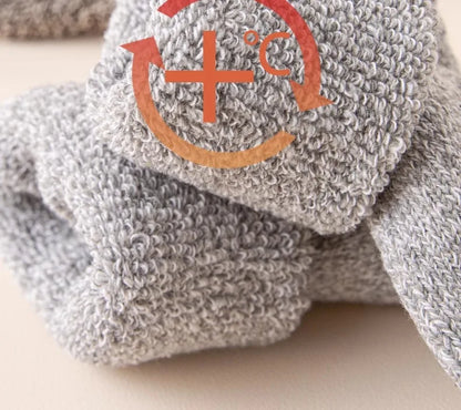 5 pairs of men's mid-calf thick winter fleece-lined thermal terry socks, blended cashmere solid color towel socks.