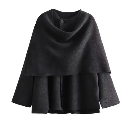 MUJER Plüsch-Wintermäntel für Damen, asymmetrischer Schal, Halbsaison-Jacke für Damen, Parkas, langärmelig, gepolsterter Mantel, Damenjacke