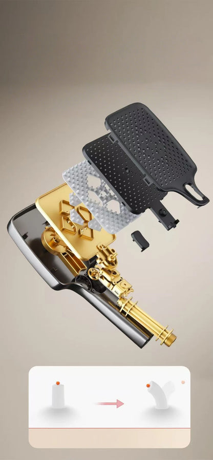 Bathroom Shower System Brass Mirror Surface Temperature-Controlled for Bathtub Faucet with Digital Display, LED Strip