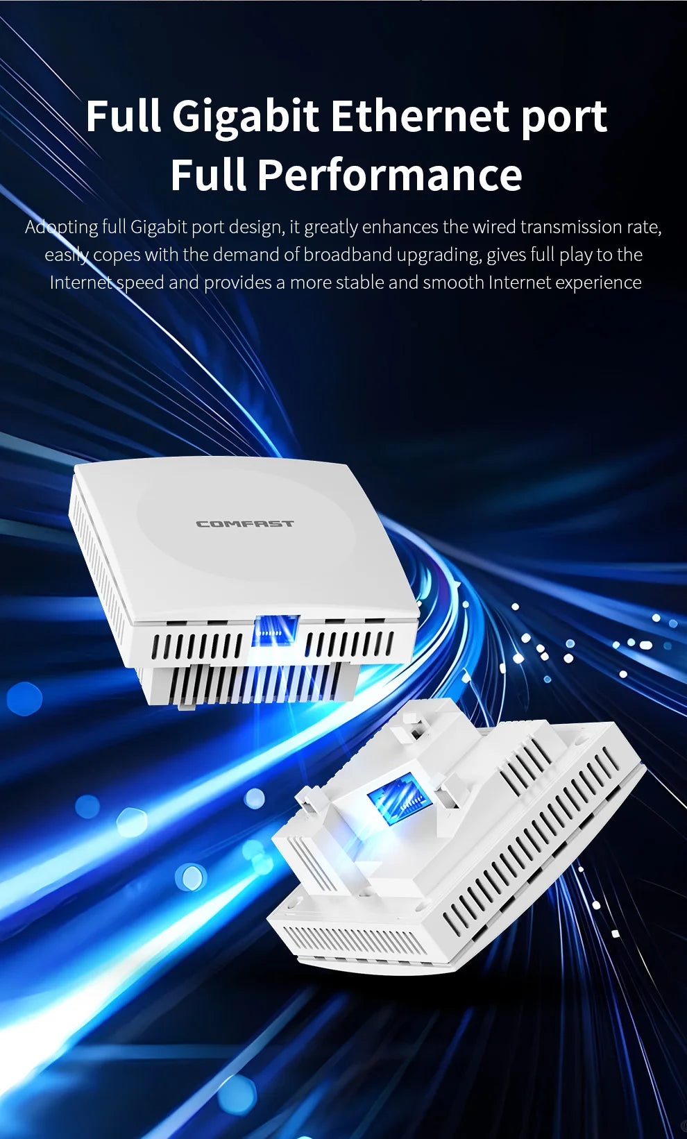 Comfast AX1500 Wifi 6 Access Point In Wall AP Gigabit 5G+2G MU-MIMO Signal Booster 86 Panel 48V POE Indoor Hotel Extender Router.