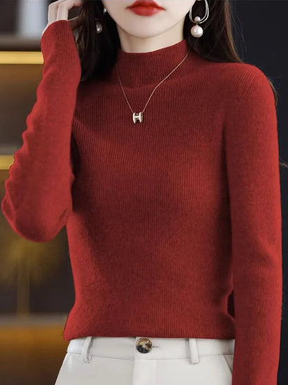Solide Hälfte Rollkragen Stricken Pullover Frauen Herbst Winter Koreanische Langarm Pullover Mode Alle Spiel Dicke Warme Dünne Jumper Neue