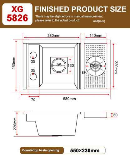 Versteckte Küchenspüle aus Edelstahl, Unterbau, Mini-Einzelschlitz, klein, multifunktional, für Wohnmobile, Café, Bar, Waschbecken mit Deckel, Gartenbalkon