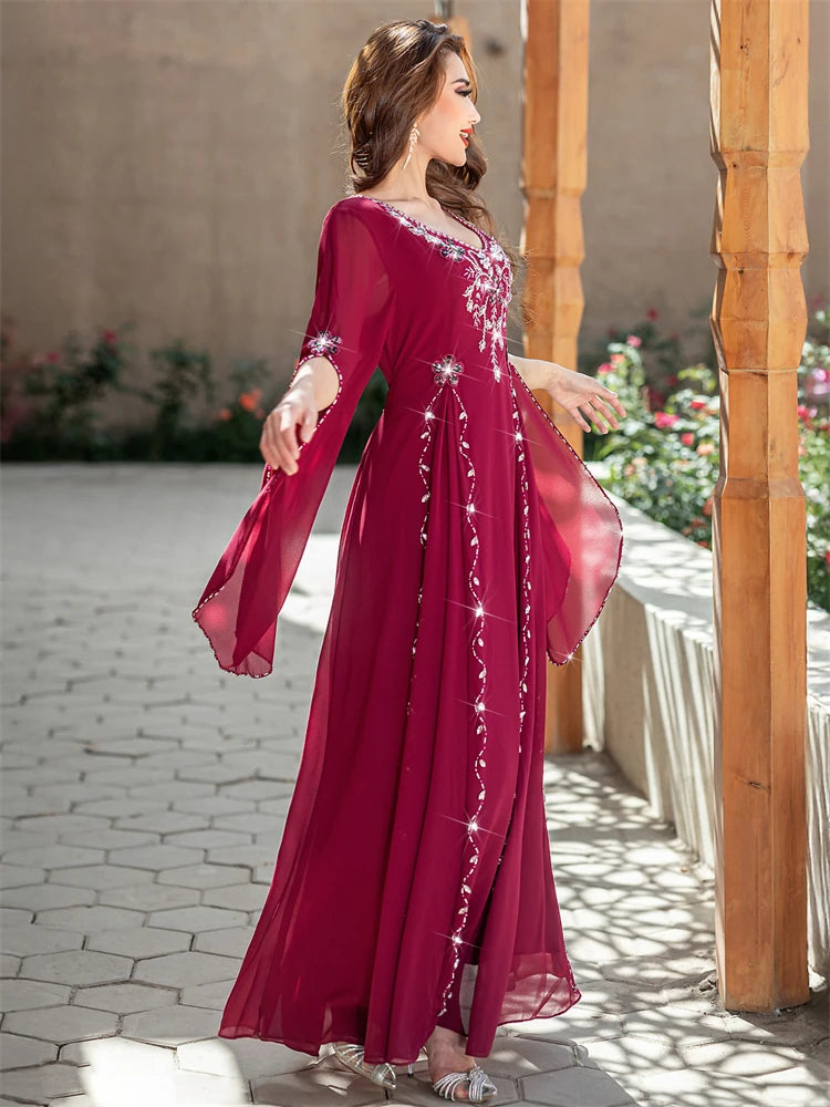 Ramadan Eid Red Abaya Damen Dubai Arab Islam Prayer Clothes Muslim African Dresses For Women Kebaya Kaftan Robe Musulmane Femme.