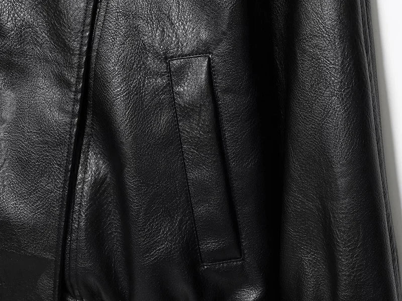 MUJER Schwarze Bomberjacken für Damen, Büro, Kunstleder, Damenjacke, Druckknopf, Wintermäntel für Damen, Mantel, Oberbekleidung