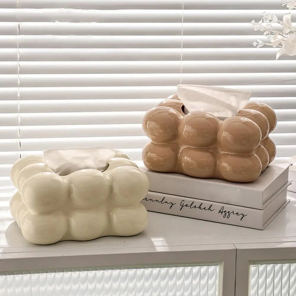 Nordic Style Tissue Box Napkin Holder Case Paper Box Container Modern Marshmallow Shape Tissue Case Refill Napkin Holder Box.