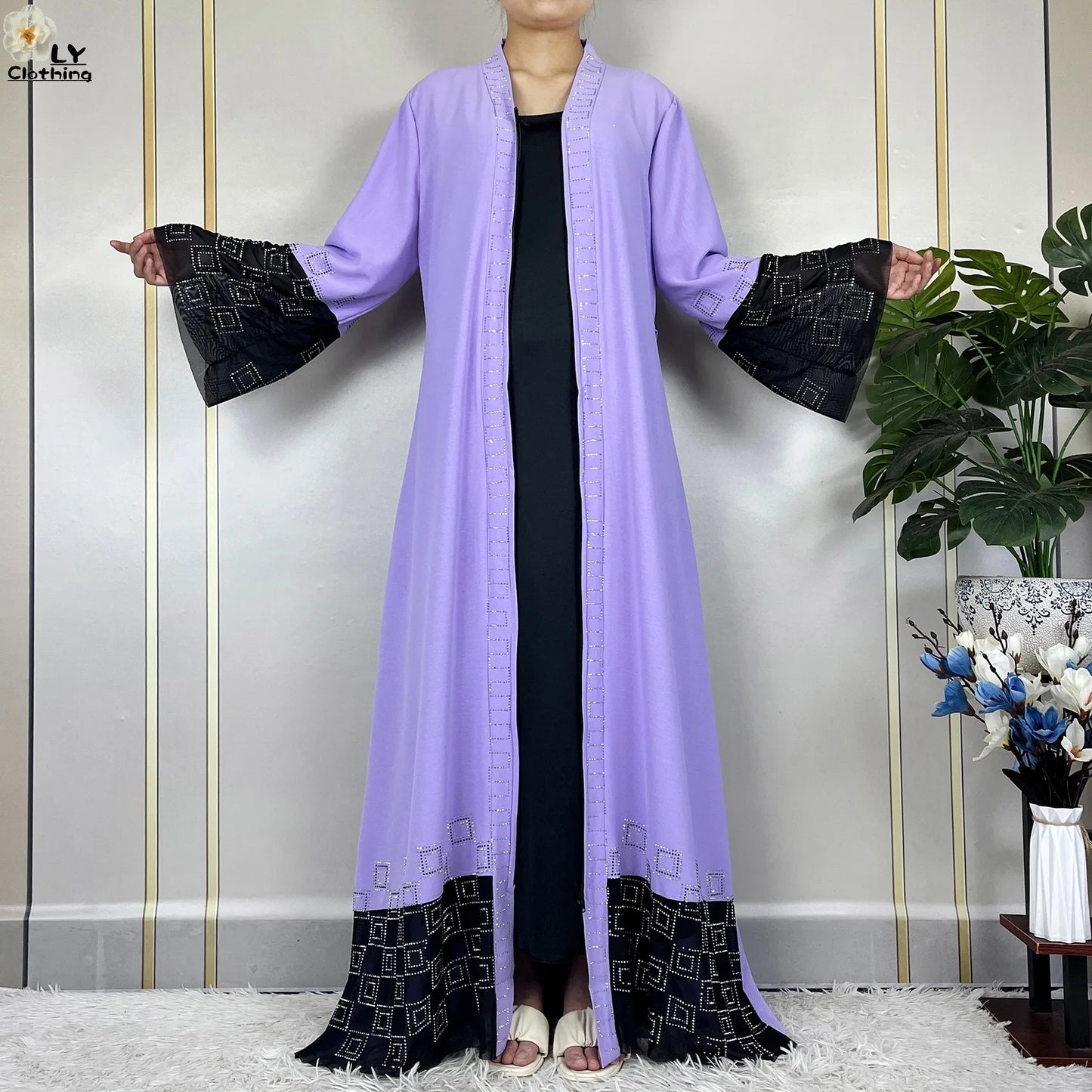 2024 For Women Elegant Dresses Dubai Party Outfits Long Sleeved Chiffon Dashiki Muslim Women Robe Open African Abaya Clothing.