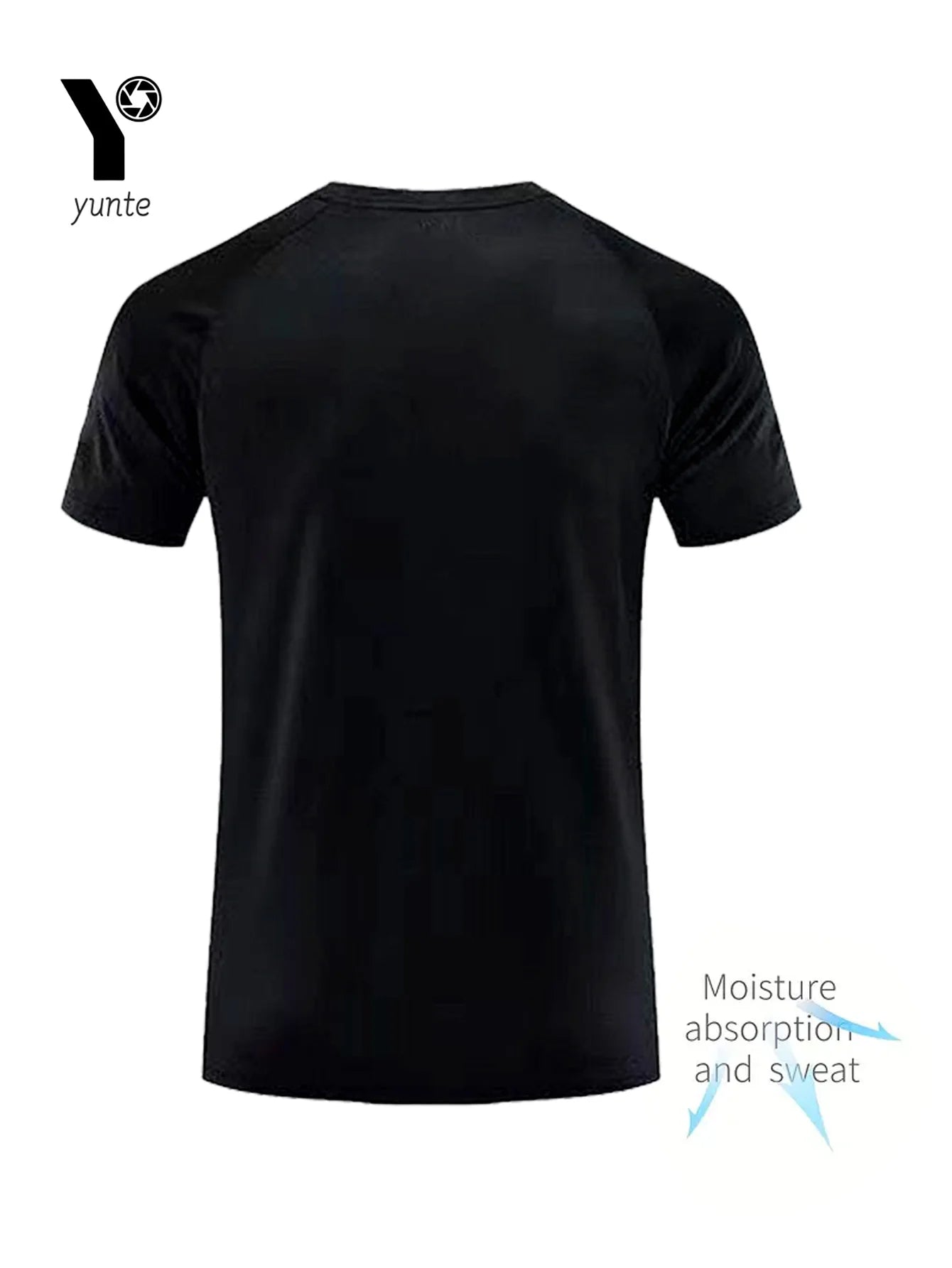 Round Neck T-Shirt 1 Piece Black Ultra-Light Men's Quick Drying Breathable Sweat-Absorbent Shirt Suitable for Fitness Gym and Ru.