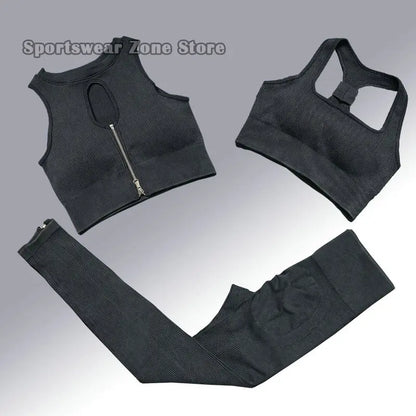 Yoga Suit High Waist Leggings Running Training Tights Sports Outfits Long Sleeve Crop Top Bra Seamless Fitenss Set Fitness Wear