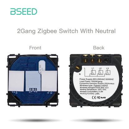 BSEED Zigbee Touch Schalter Funktion Basis 1/2/3Weg Glas Panels EU Wand Smart Steckdose Tuya Smart Leben App DIY Teile Nur