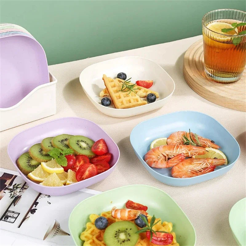 10pcs Multi-function Spit Bone Dish Food Grade Plastic  Round Square Set Dining Table Garbage Plate  Household Snack Fruit Plate.
