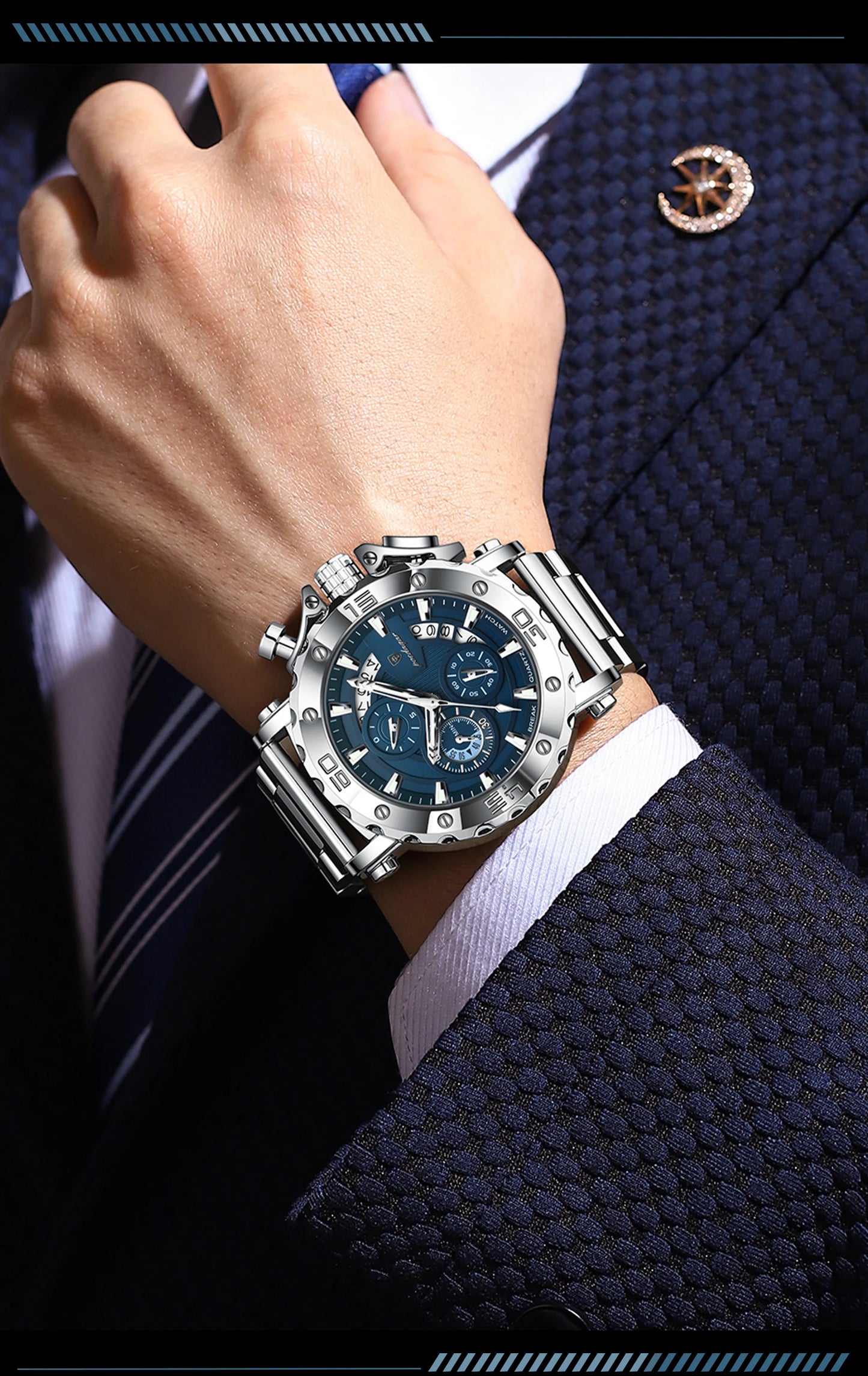 POEDAGAR Luxury Watch For Men Calendar Luminous Waterproof Man Clock Male Chronograph Stainless Steel Men's Quartz Watches Reloj.