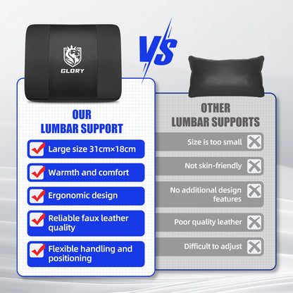 Daccormax Ergonomischer Gaming-Stuhl mit verstellbarer Lordosenstütze und Kopfstütze, Design mit hoher Rückenlehne + faltbarer Fußstütze für PC-Gamer