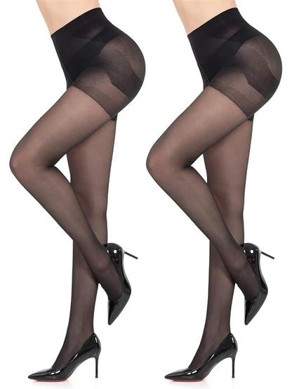 40D Sheer Tights Women 1 Pair Black Stockings Control Top Pantyhose with Run Resistant 2025 New Autumn Basic Tights