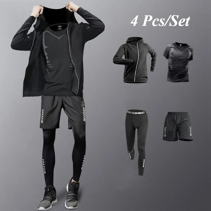 Fashion Breathable Running Sports Suit Men's Fitness Clothes All-Seasons Professional Morning Running Clothes Quick Dry Training