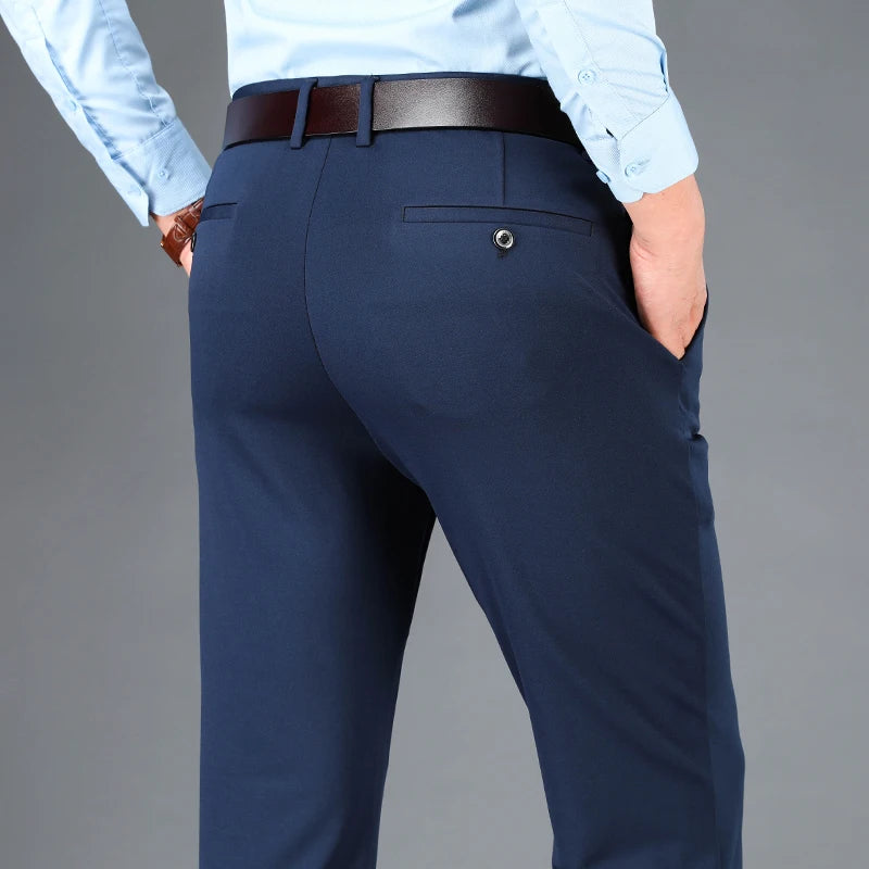 Men's Business Casual Pants Spring Summer Elastic Trousers Office Suit Pants Quick Dry Formal Pants Breathable Comfortable.