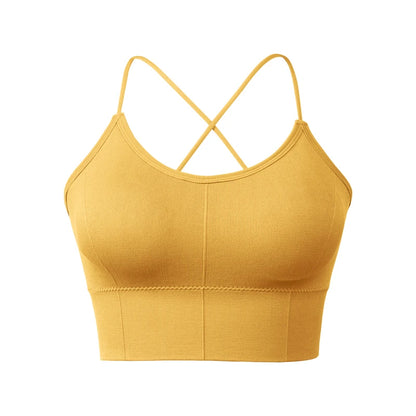 VEQKING Women Cross Strap Sports Bra Top Women Push Up Sport Bra Yoga Gym Crop Top Brassiere Fitness Top Sport Breathable Bras.