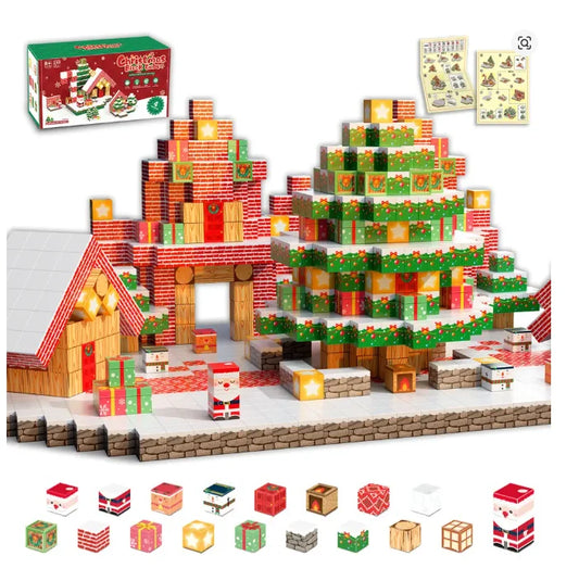 Christmas Gift Magnetic Building Blocks  STEM Educational Toys for KidsStem Montessori Stacking Cubes Construction Set.