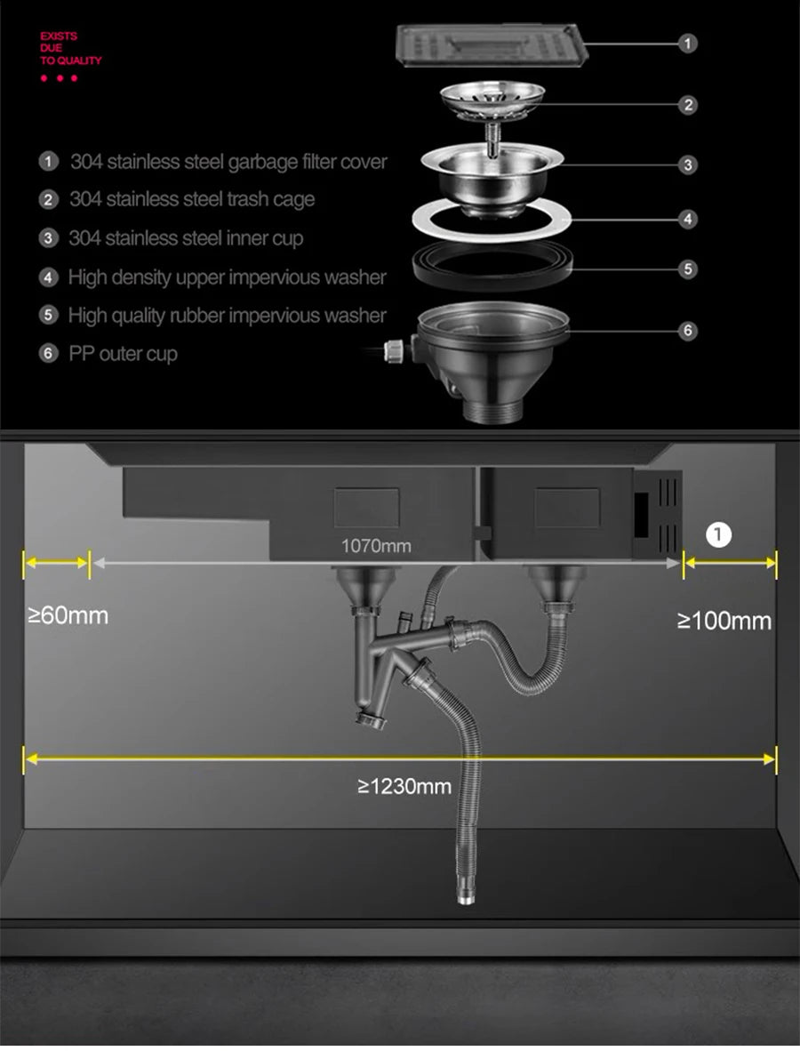 ASRAS Nanometer Smart Purifying Kitchen Sink Large Size Handmade Step Sink Smart Purifying Kitchen Island Sinks