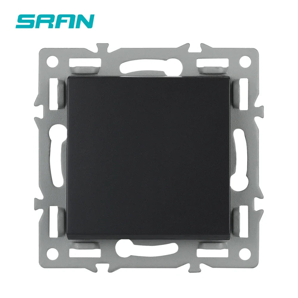 SRAN F6 Serie mehrere Rahmen schwarze Panel aus gehärtetem Glas, EU FR UN-Steckdosen und Schalter Dimmer-Lüfter-Fußlampe Rj45 RJ11Module DIY