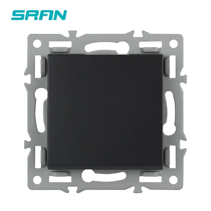 SRAN F6 Serie mehrere Rahmen schwarze Panel aus gehärtetem Glas, EU FR UN-Steckdosen und Schalter Dimmer-Lüfter-Fußlampe Rj45 RJ11Module DIY