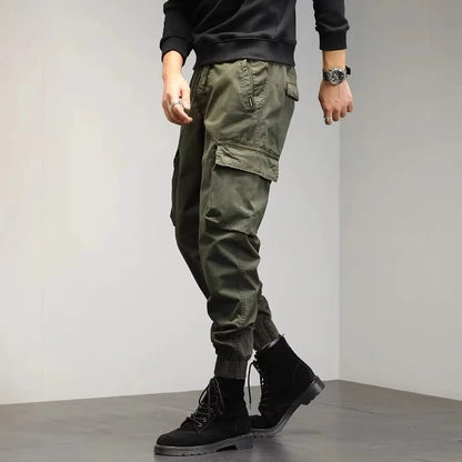 Men's Winter Snow Warm Thermal Plush Cargo Pants Comfortable Elastic Waist Casual Trousers Trend Versatile Concise Outside Pants.