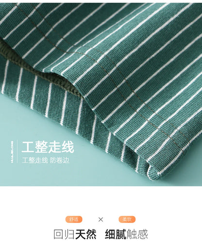 3PCS/Pack 100% Cotton Soft Panties Woman Trendy Striped Female Underwear Summer Breathable High Elastic Mid-rise Waist Boyshort.