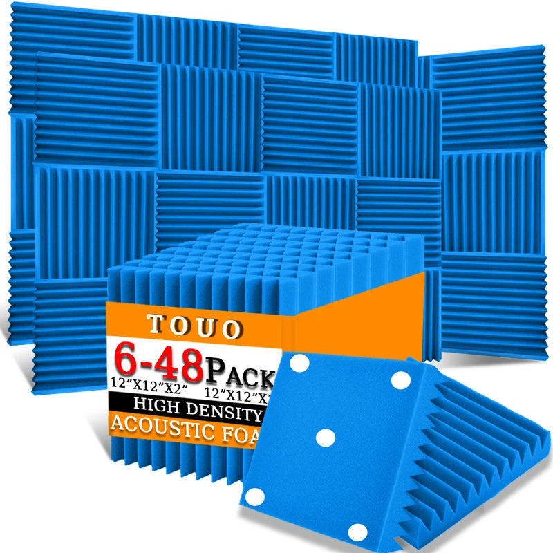 TOUO Sound-Absorbing Foam 6-48 Pcs Acoustic Foam Panels Wall Soundproofing Studio Acoustic Treatment Sound Absorbing Material