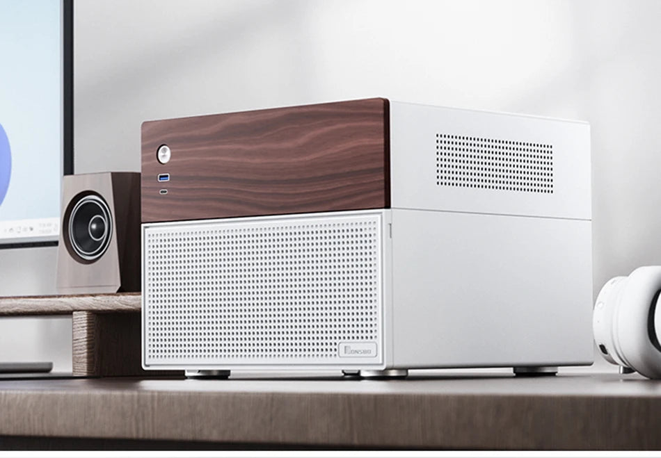 JONSBO N4 NAS Mini Case ITX/M-ATX Motherboard SFX Power 6 Large and 2 Small Hard Disk Bit Home Office Server PC Chassis.