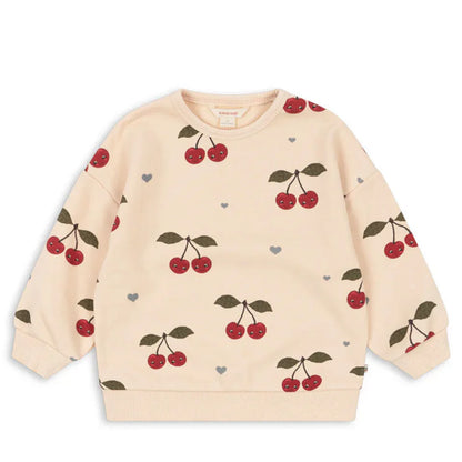 Konges Slojd AW Baby Girls Sweatshirts + Pants 2 Pcs Sets Lambswool Cherry Jackets Kids Clothes Girls Print Dresses Coats 1-9Yrs
