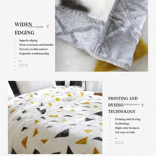 4.5kg Home Thicken Quilt Comforters Winter Warm Raschel Plush Blanket Print Throw Double Layer Fluffy Soft Quilt 200x230cm 이불 이불.